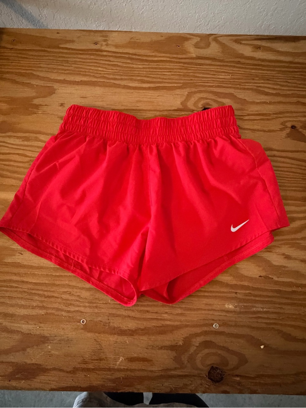 Nike Women's Bright Red Athletic Running Shorts with Swoosh